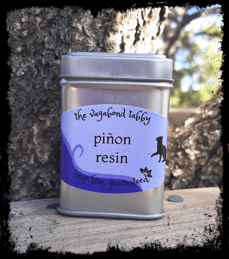 A metal tin; the label says pinyon resin.